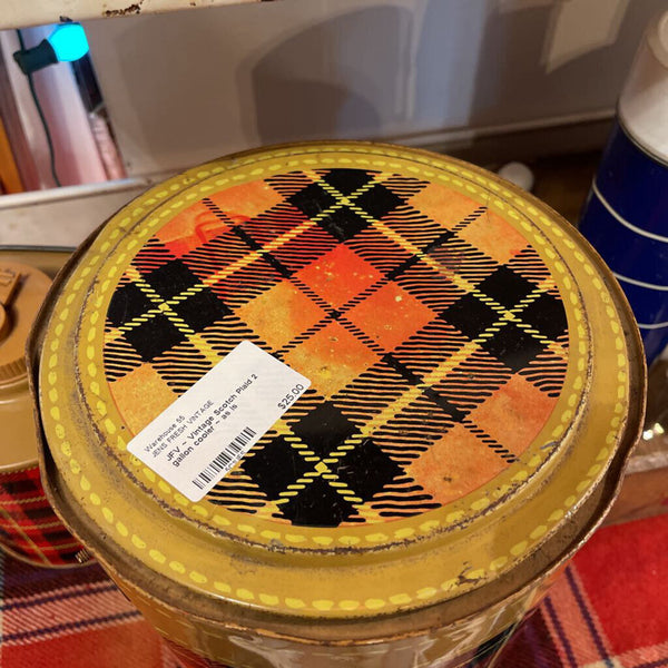 JFV ~ Vintage Scotch Plaid 2 gallon cooler ~ as is