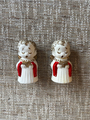 Pair of Vintage Chalk-ware Angel Carolers