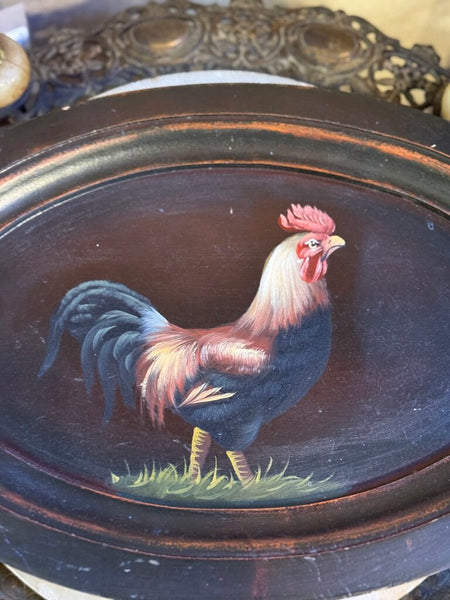 0463 Rooster Painted Wood Plaque