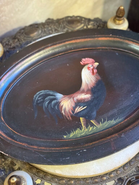 0463 Rooster Painted Wood Plaque