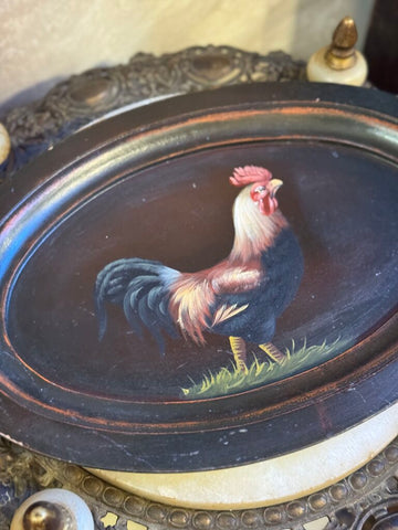 0463 Rooster Painted Wood Plaque