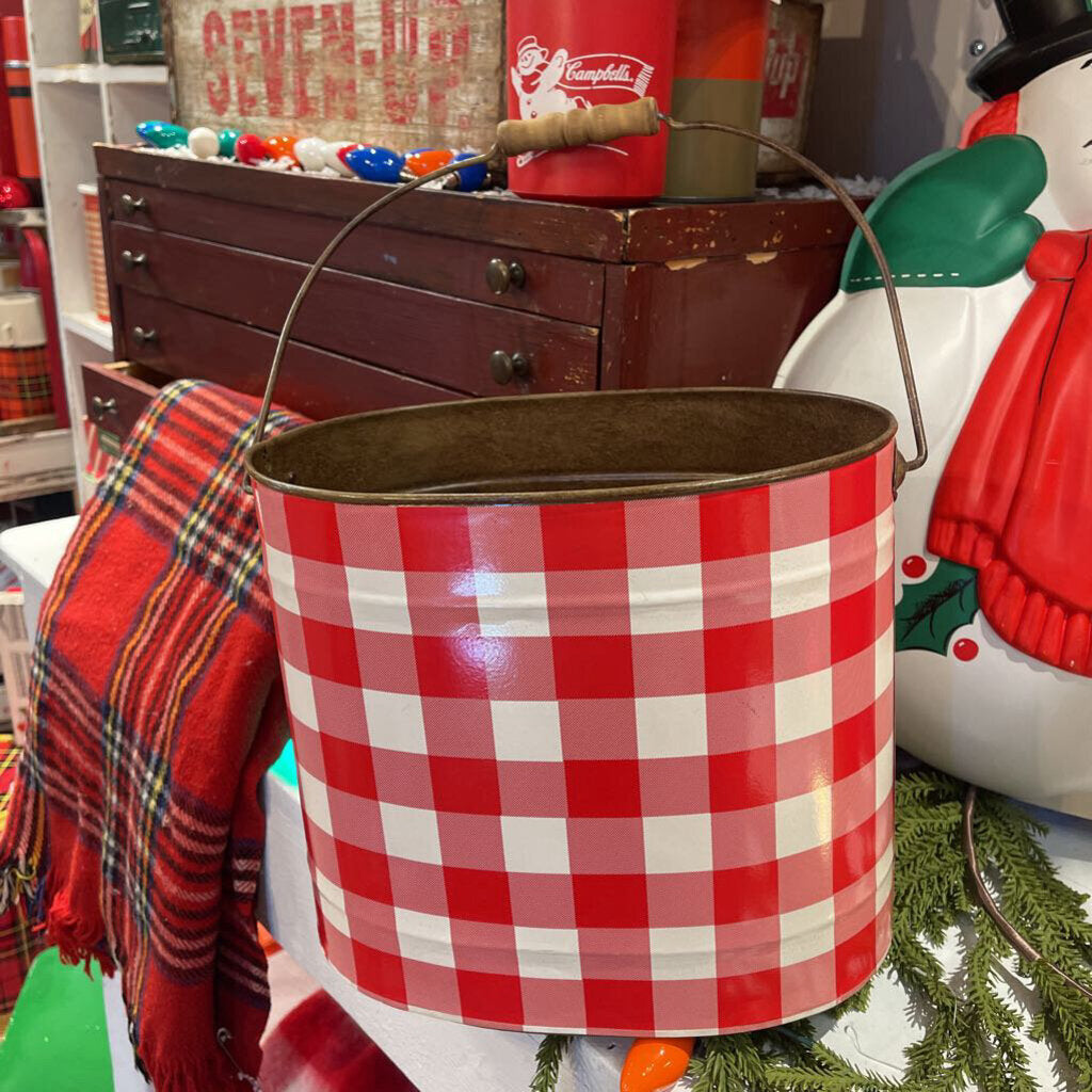 JFV ~ red and white check black pail