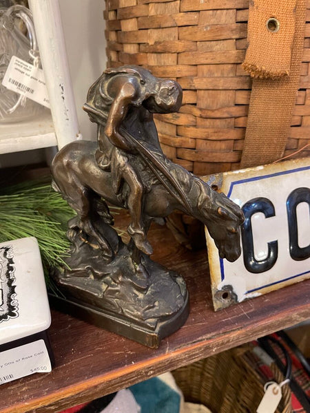 Vintage Bronze horse & rider as is