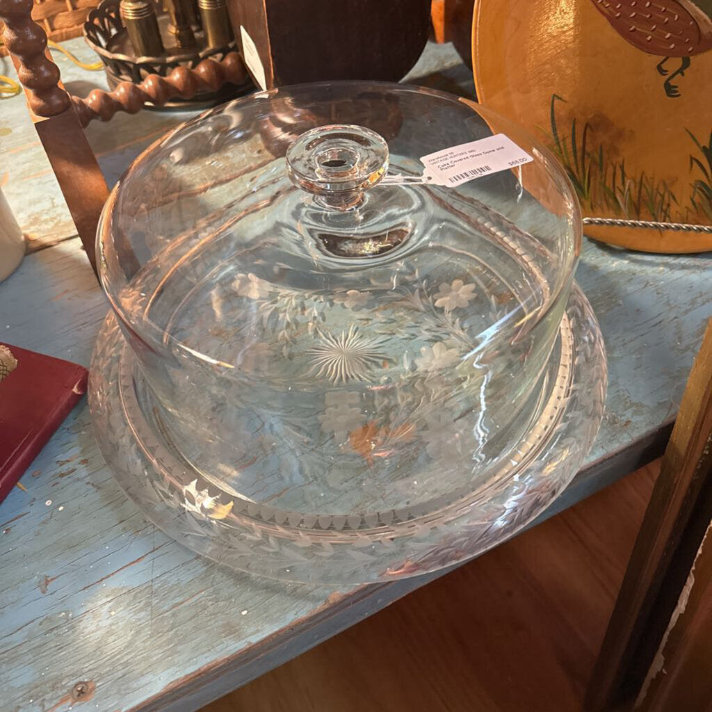 Cake Covered Glass Dome and Platter