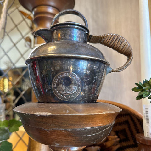 Vintage tennis club trophy silver plate pot and lid