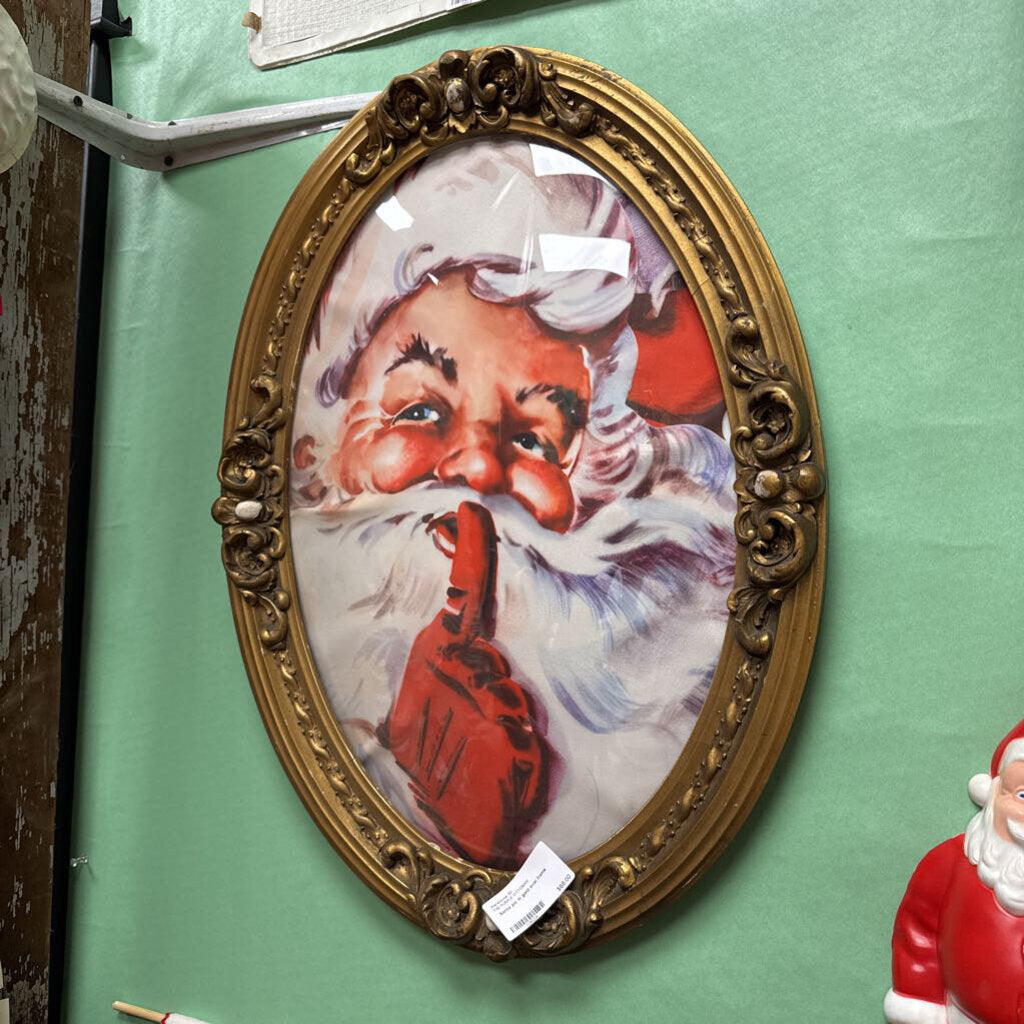 Santa pic in gold oval frame