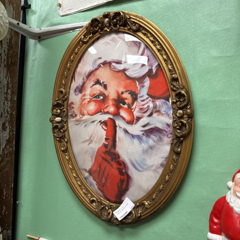 Santa pic in gold oval frame