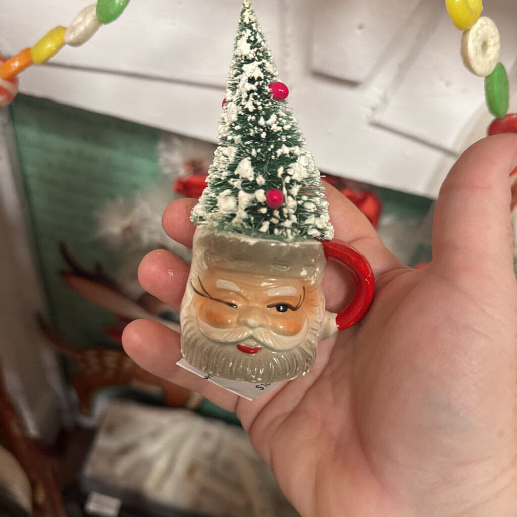 Vintage Santa mug with tree