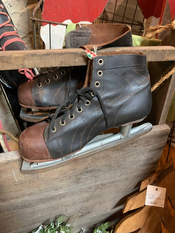 Antique Pair Leather Ice Skates