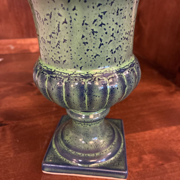 Vintage Blue/Green Ceramic Urn 8"h x 6"w