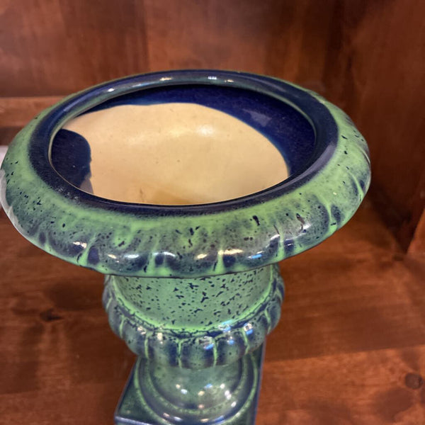 Vintage Blue/Green Ceramic Urn 8"h x 6"w