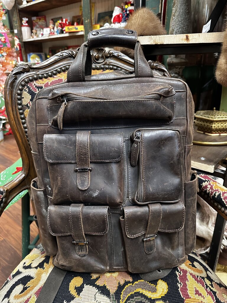 Beautiful Brown Handmade Leather Backpack FIRM