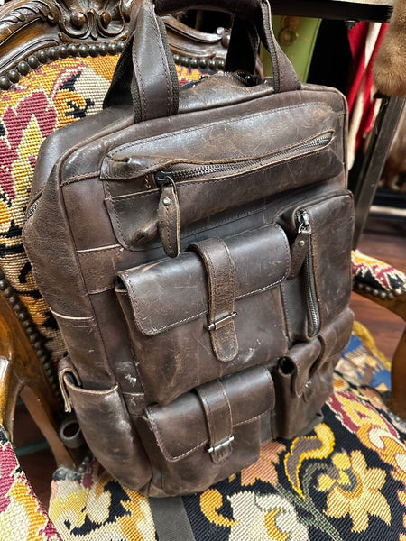 Beautiful Brown Handmade Leather Backpack FIRM