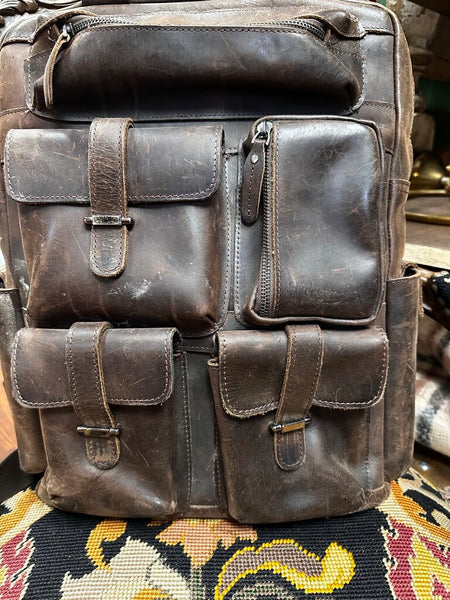 Beautiful Brown Handmade Leather Backpack FIRM