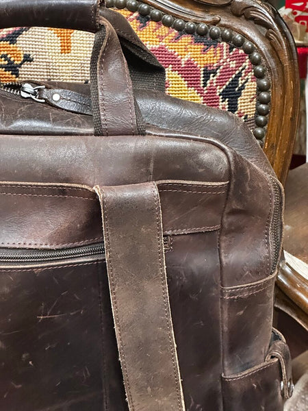 Beautiful Brown Handmade Leather Backpack FIRM