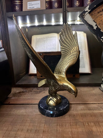 Vintage Brass Eagle on Marble Base 10inches Tall