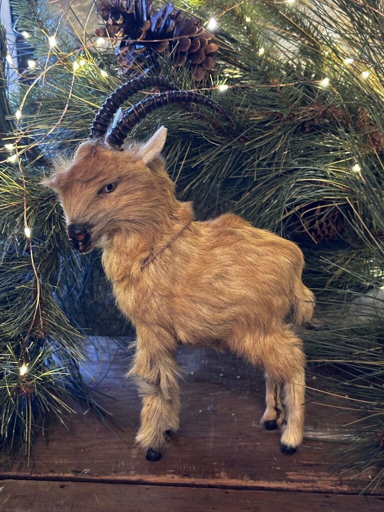 Vintage Toy Fur Covered Ram Mountain Sheep As Found 10.5T