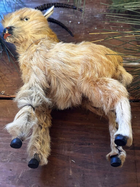 Vintage Toy Fur Covered Ram Mountain Sheep As Found 10.5T