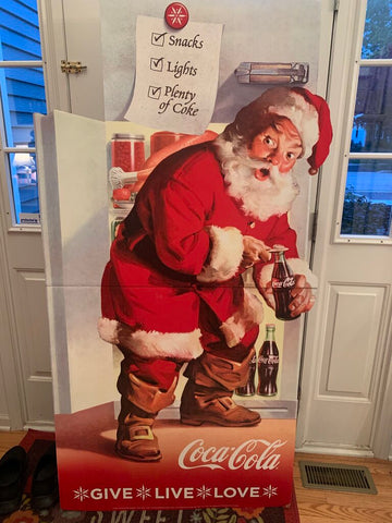 Vintage cardboard life size Santa Coke advertisement