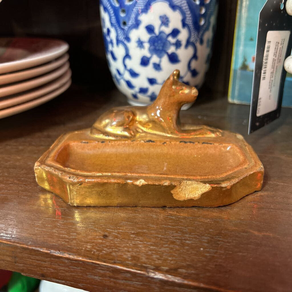 Vintage 1930s-1940s Ceramic Dog Ash Tray