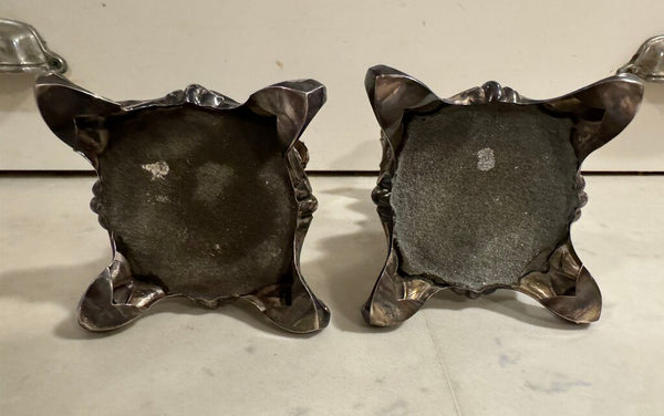 Sweden weighted sterling rococo style 6" tall 3.5" wide at base (pair) three crowns and "s" hallmark