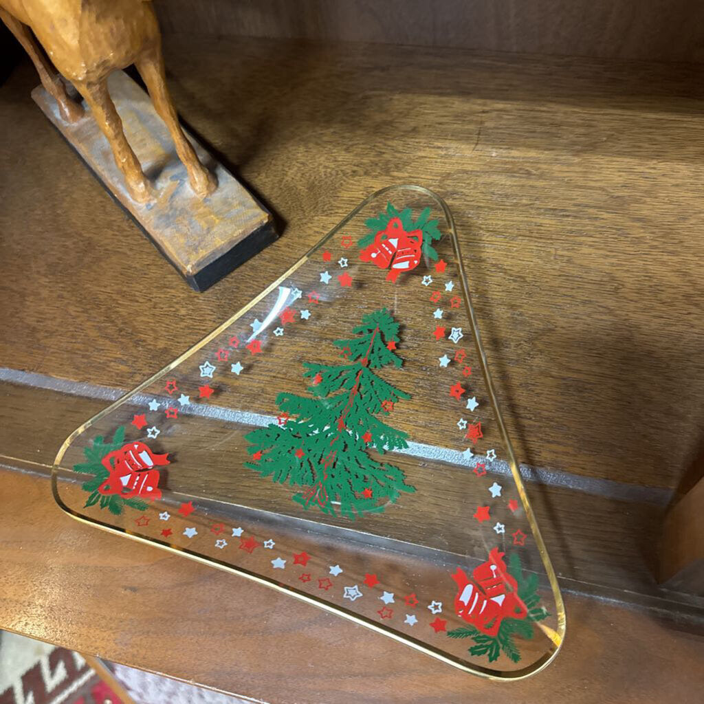 Glass Christmas Tree Dish H3140
