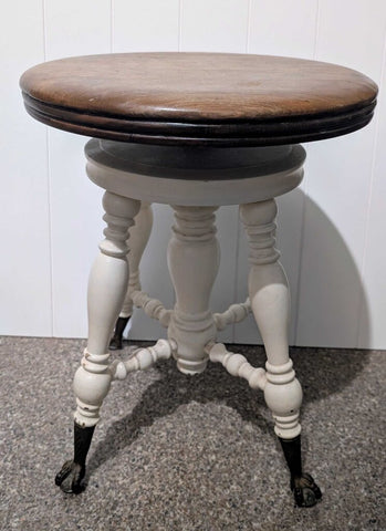Antique Glass Ball Foot Piano Stool - STORE PU ONLY
