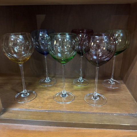 Set of 6 Stemmed 9" Colorful Glasses W1964