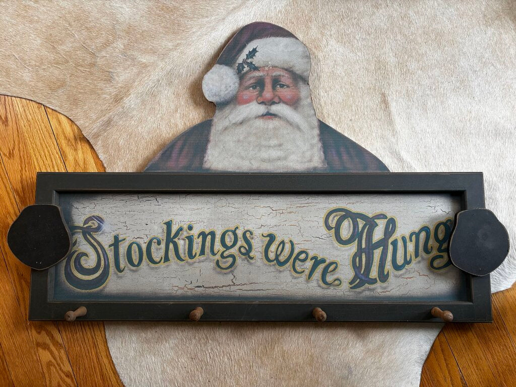 Santa Stocking Sign with Hooks
