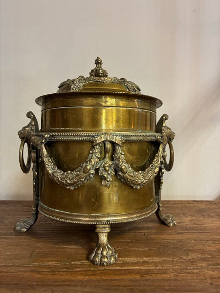 Vintage English Brass Biscuit Jar 8" x 8"