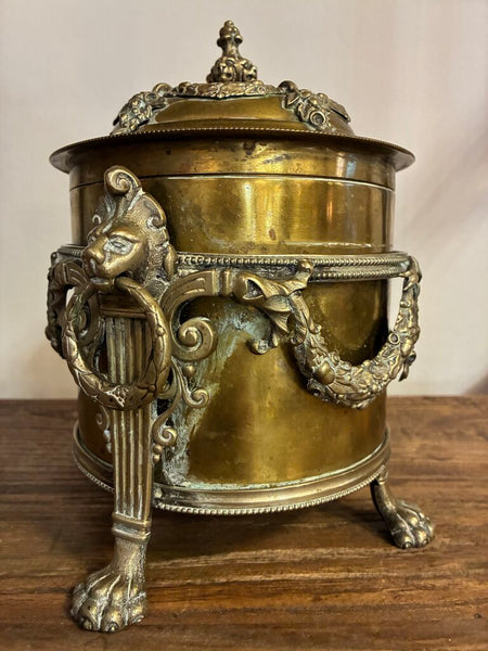Vintage English Brass Biscuit Jar 8" x 8"