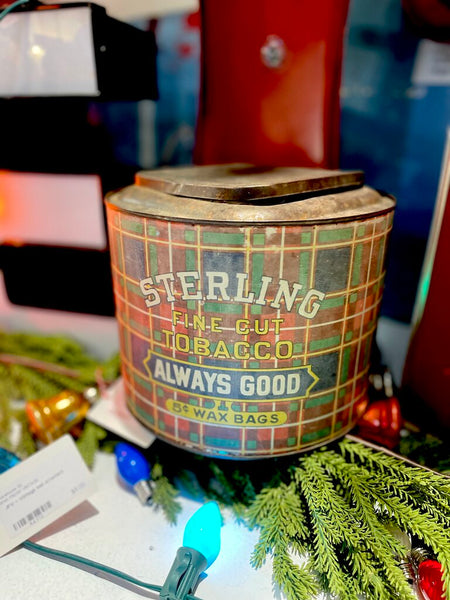 JFV ~ Vintage Sterling Plaid Tobacco tin