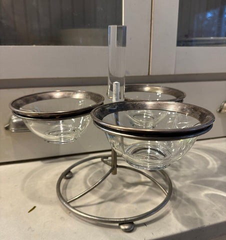 Lucite and silver rim condiment server