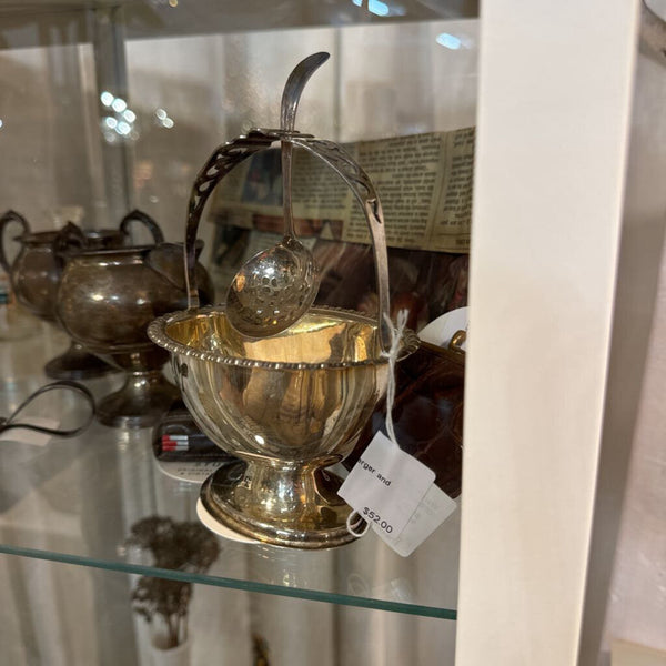 Silver plate relish server and spoon