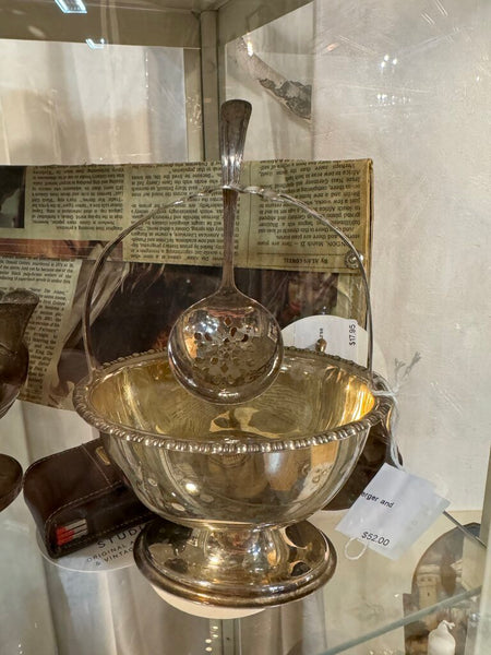 Silver plate relish server and spoon