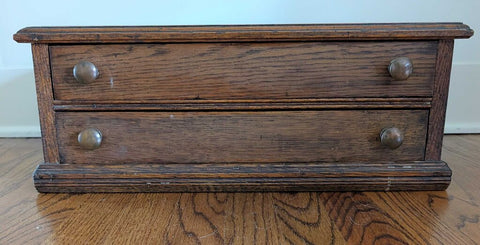 Antique Oak 2 Drawer Spool Cabinet 21x15x8 STORE PU ONLY