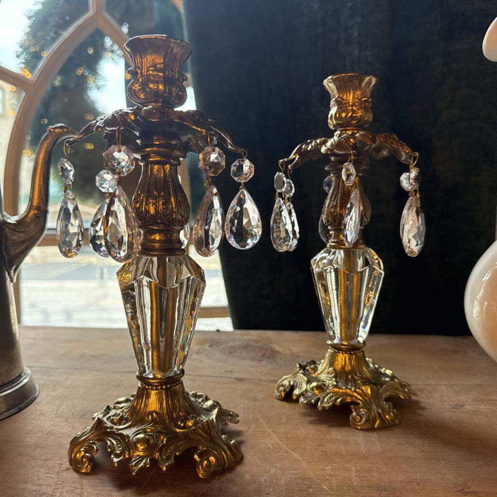 Pair Crystal Candle holders