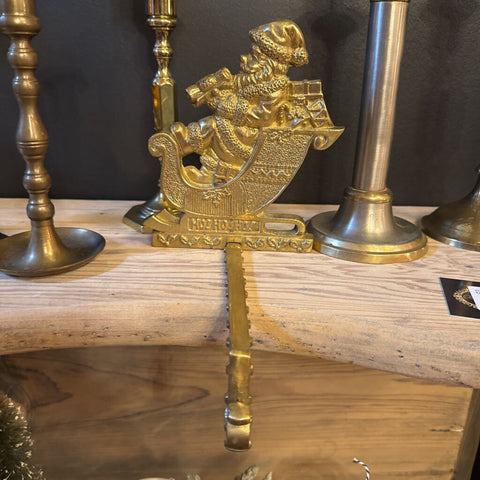 Brass Santa Sleigh Stocking Holder