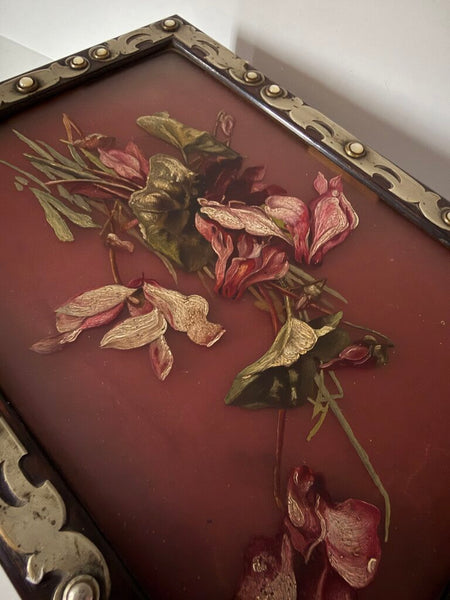 0007 Victorian Hand-painted Silk Lined Box w/ Working Key