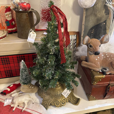 vintage decorative brass base with pine tree as is