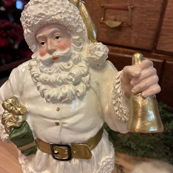 Vintage Cream Santa 12" x 6"