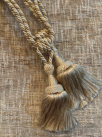 Pair of Vintage Tassel Rope Curtain Drape Tie Backs Ivory
