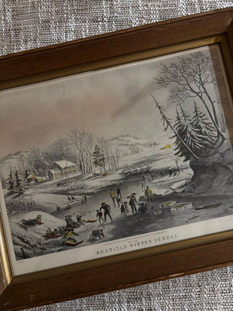 VTG Framed "American Winter Scenes" by Currier and Ives 20.5x16.5