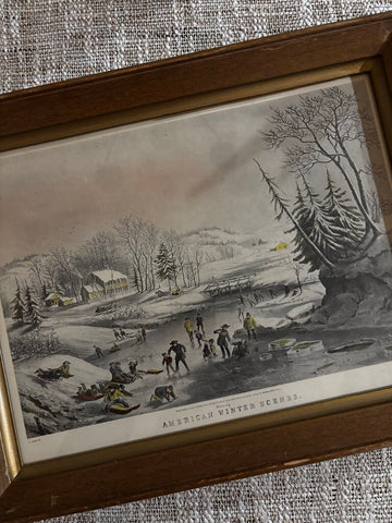 VTG Framed "American Winter Scenes" by Currier and Ives 20.5x16.5