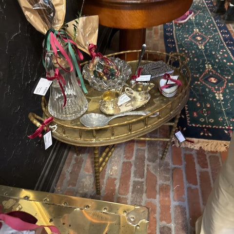Brass bamboo tray table