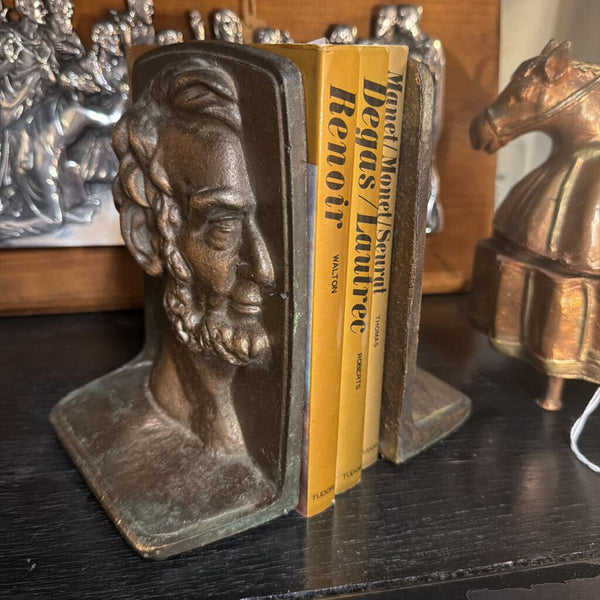 Pair of antique copper Abe Lincoln bookends
