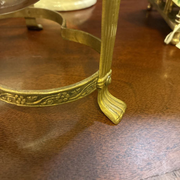 Vintage Glass Bowl in Brass Stand