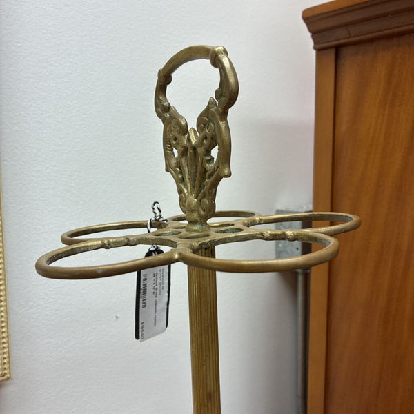 Vintage Glass Bowl in Brass Stand