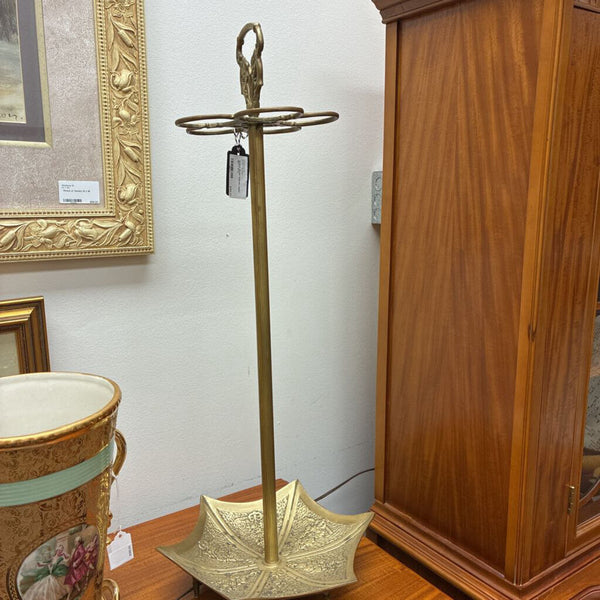 Vintage Glass Bowl in Brass Stand