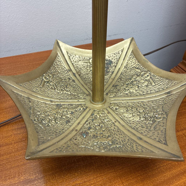 Vintage Glass Bowl in Brass Stand